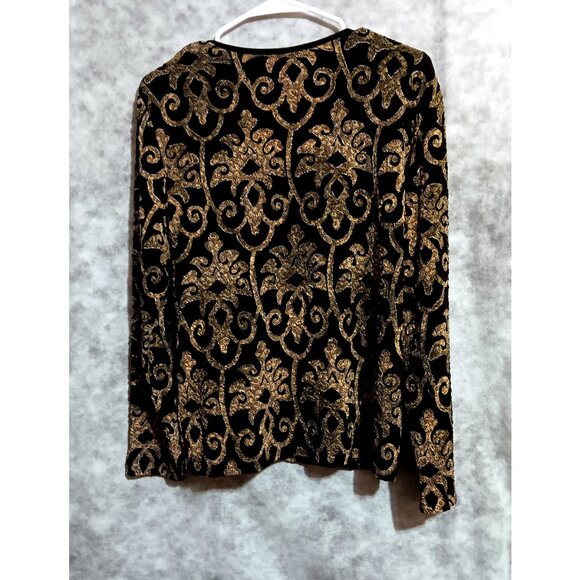 Gorgeous Chico's knit top Wmn's Sz 2/L/12 - 3D fabric curlicue design sparkly - Picture 2 of 2